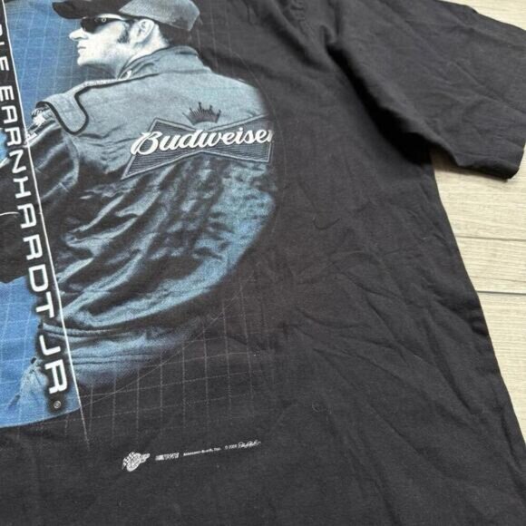 Vintage Dale Earnhardt Jr. Budweiser NASCAR T-Shirt Black 90s Y2K Racing Tee XL - Picture 6 of 8